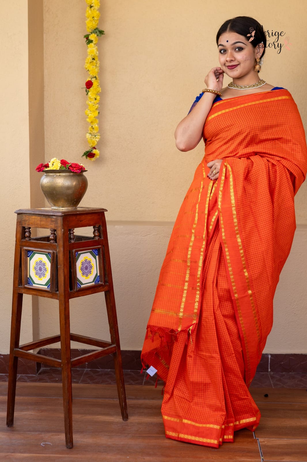 Mangalyam Soft Cotton Checked Saree with Smooth Finish Cotton Saree